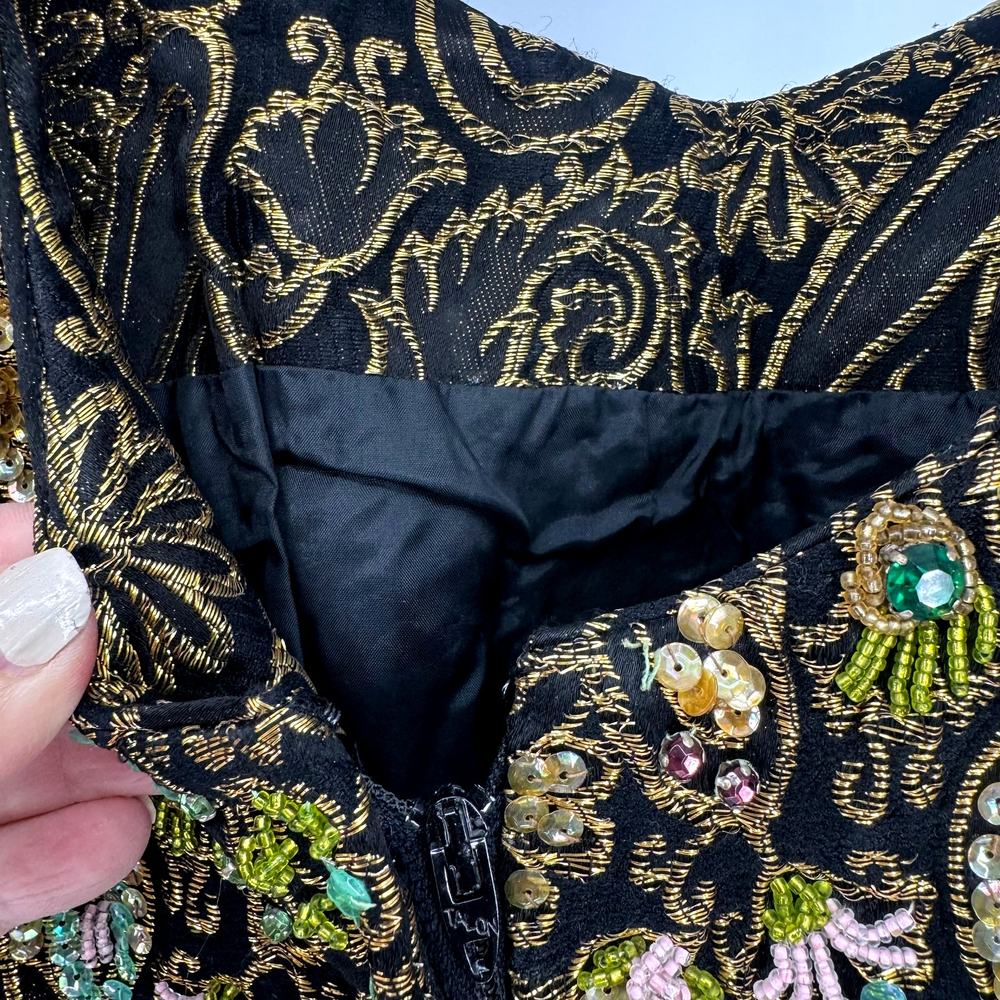 Vintage Y2K Hand Sewn Sequin Silk Blend Dress  Small Going Out Cocktail Party - Picture 4 of 7